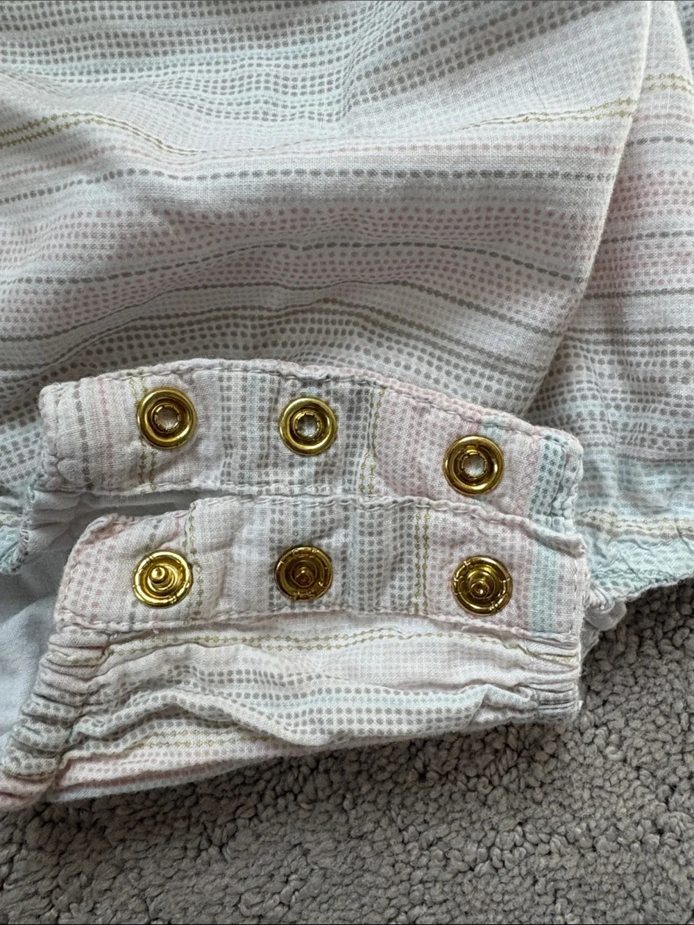 Tommy Bahama Cream Baby Romper with Pastel Stripe Accents